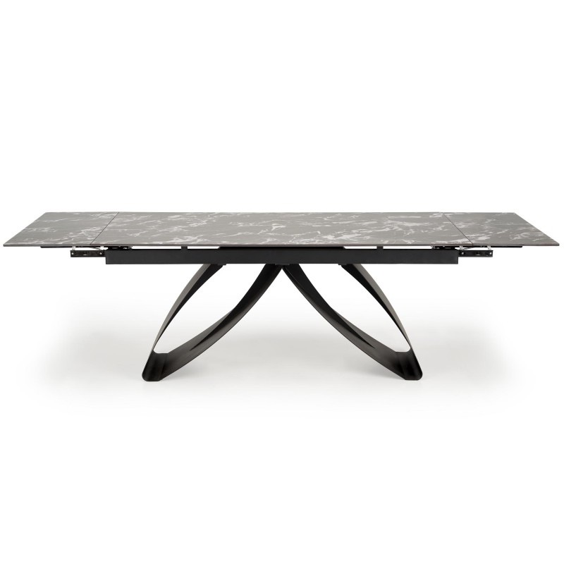 HILARIO stół rozkładany, blat - czarny marmur, nogi - czarny