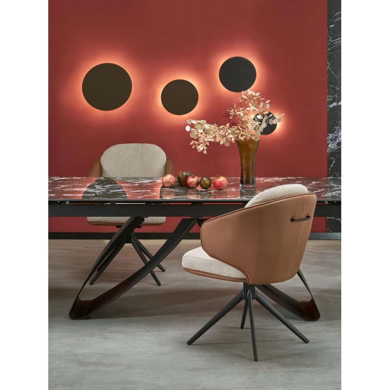 HILARIO stół rozkładany, blat - czarny marmur, nogi - czarny