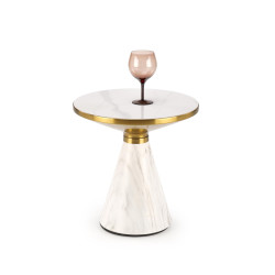 TALBI  ława biały marmur / biały / złoty TALBI  ława biały marmur / biały / złoty