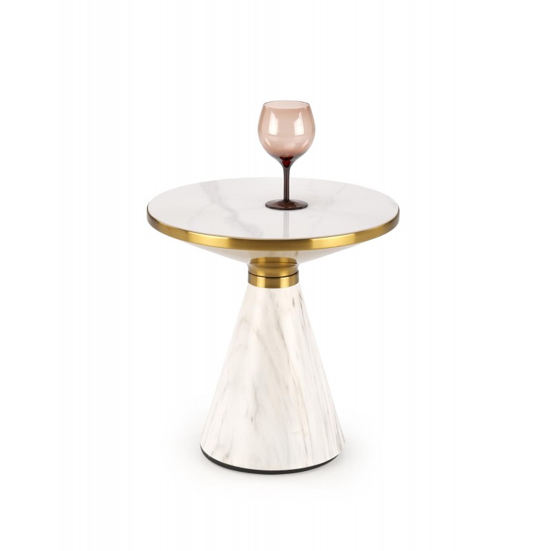 TALBI  ława biały marmur / biały / złoty