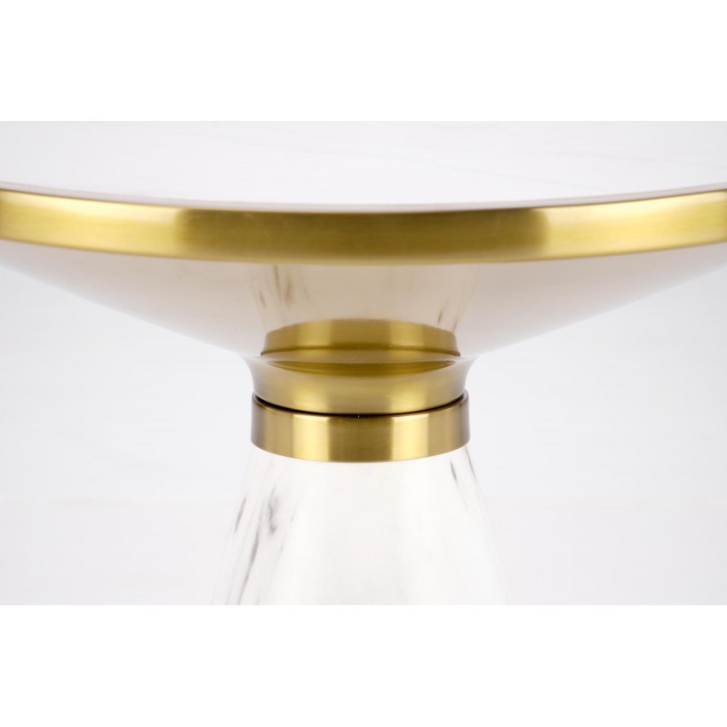 TALBI  ława biały marmur / biały / złoty