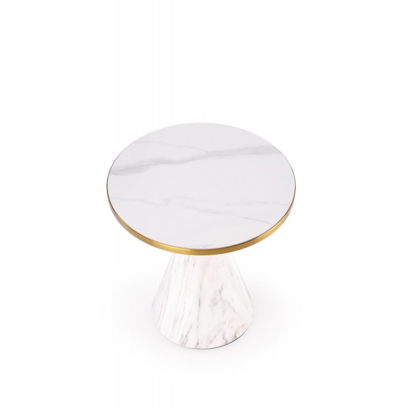 TALBI  ława biały marmur / biały / złoty