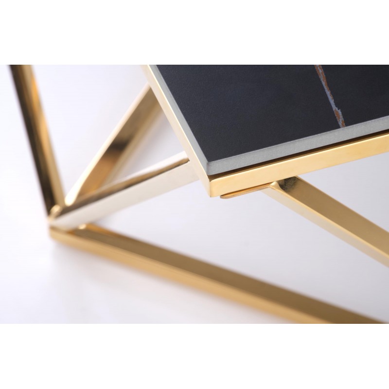 FELICIA ława stelaż - złoty, blat - czarny marmur