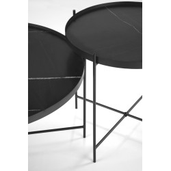 JULIETA zestaw 2 ław, czarny marmur / czarny JULIETA zestaw 2 ław, czarny marmur / czarny