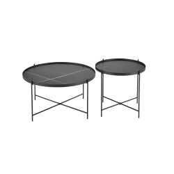 JULIETA zestaw 2 ław, czarny marmur / czarny JULIETA zestaw 2 ław, czarny marmur / czarny