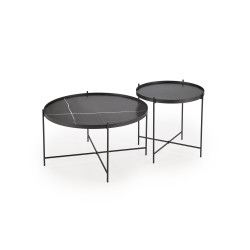 JULIETA zestaw 2 ław, czarny marmur / czarny JULIETA zestaw 2 ław, czarny marmur / czarny