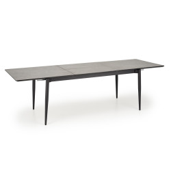 CHARLES stół rozkładany, blat - popielaty marmur, nogi - czarny CHARLES stół rozkładany, blat - popielaty marmur, nogi - czarny