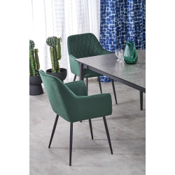 CHARLES stół rozkładany, blat - popielaty marmur, nogi - czarny CHARLES stół rozkładany, blat - popielaty marmur, nogi - czarny