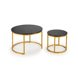 PAOLA zestaw 2 ław, czarny marmur / złoty PAOLA zestaw 2 ław, czarny marmur / złoty