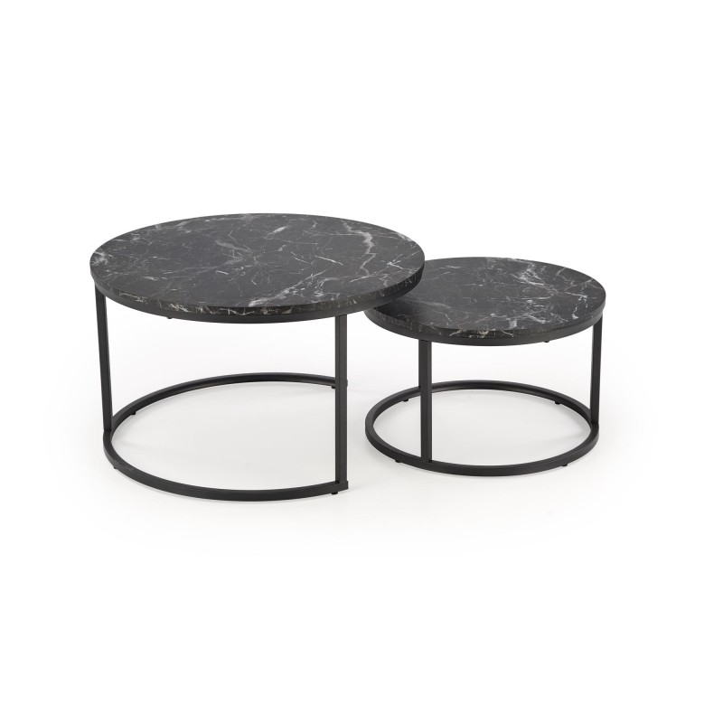 JAVA zestaw 2 ław, czarny marmur / czarny