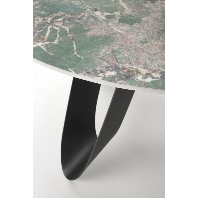 GIOVANI stół okrągły, blat - zielony marmur, nogi - czarny