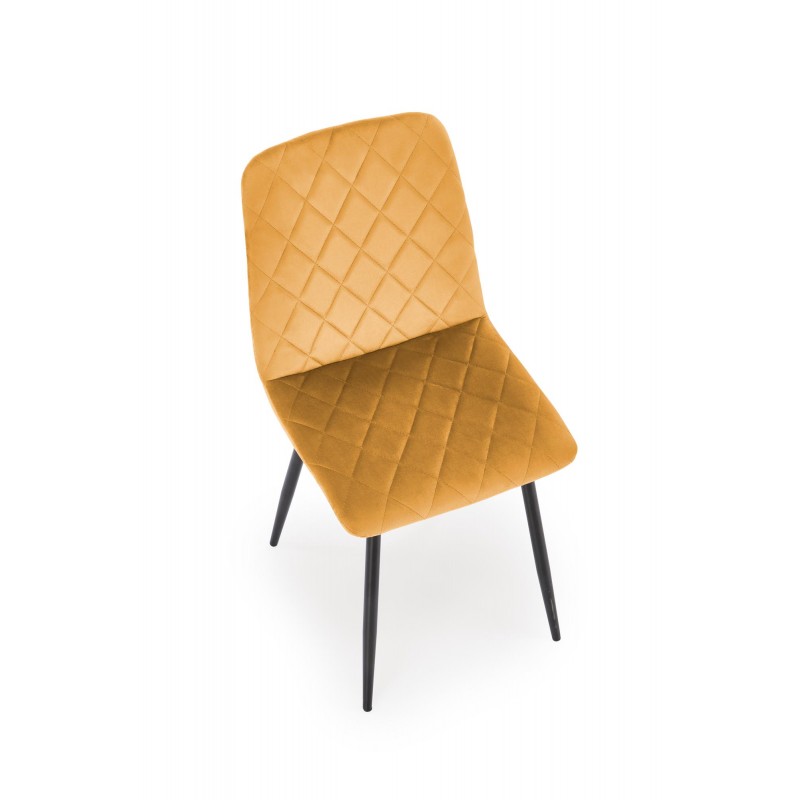 Krzesło tapicerowane Porto musztardowe/czarne nogi