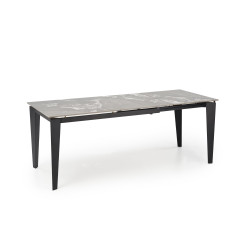 FELIX stół rozkładany, blat - popielaty marmur, nogi - czarny