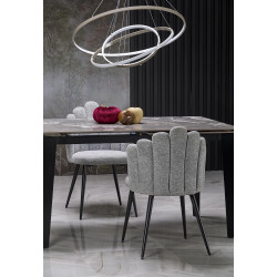 FELIX stół rozkładany, blat - popielaty marmur, nogi - czarny