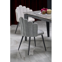 FELIX stół rozkładany, blat - popielaty marmur, nogi - czarny