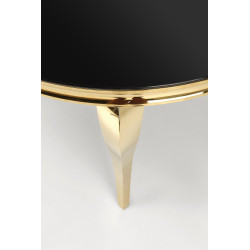 REGINALD_2 stół okrągły blat - szkło czarny, nogi - złoty REGINALD_2 stół okrągły blat - szkło czarny, nogi - złoty