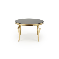 REGINALD_2 stół okrągły blat - szkło czarny, nogi - złoty REGINALD_2 stół okrągły blat - szkło czarny, nogi - złoty