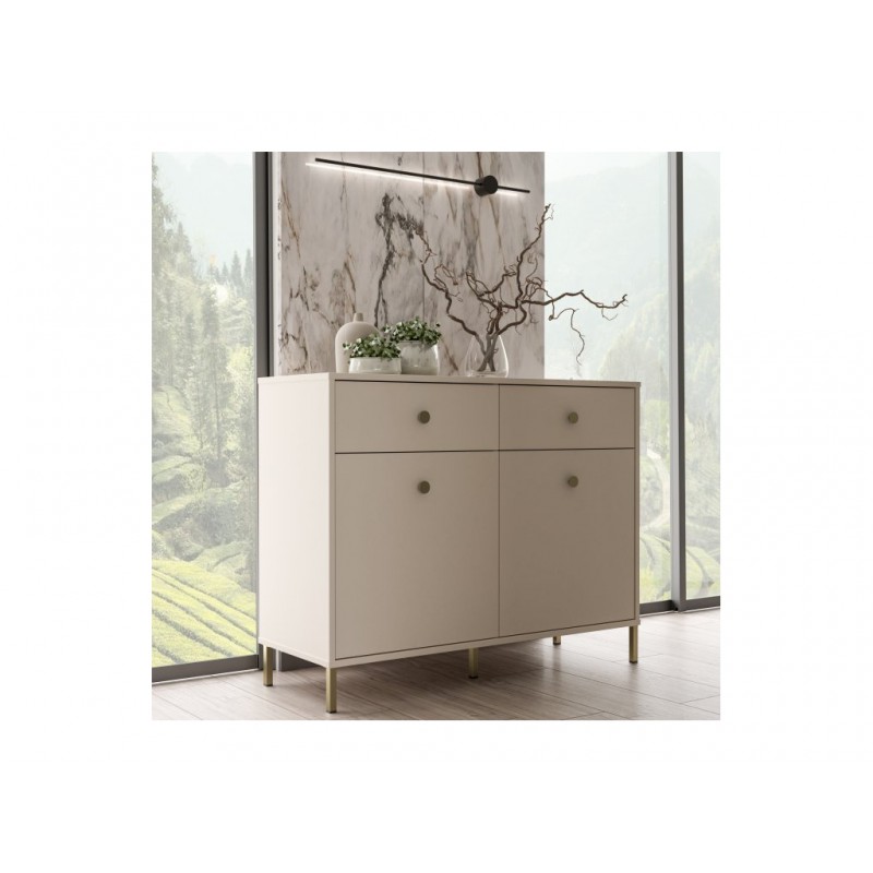 Komoda 113,7cm Salvatrice Meble Forte piaskowy/złote nogi