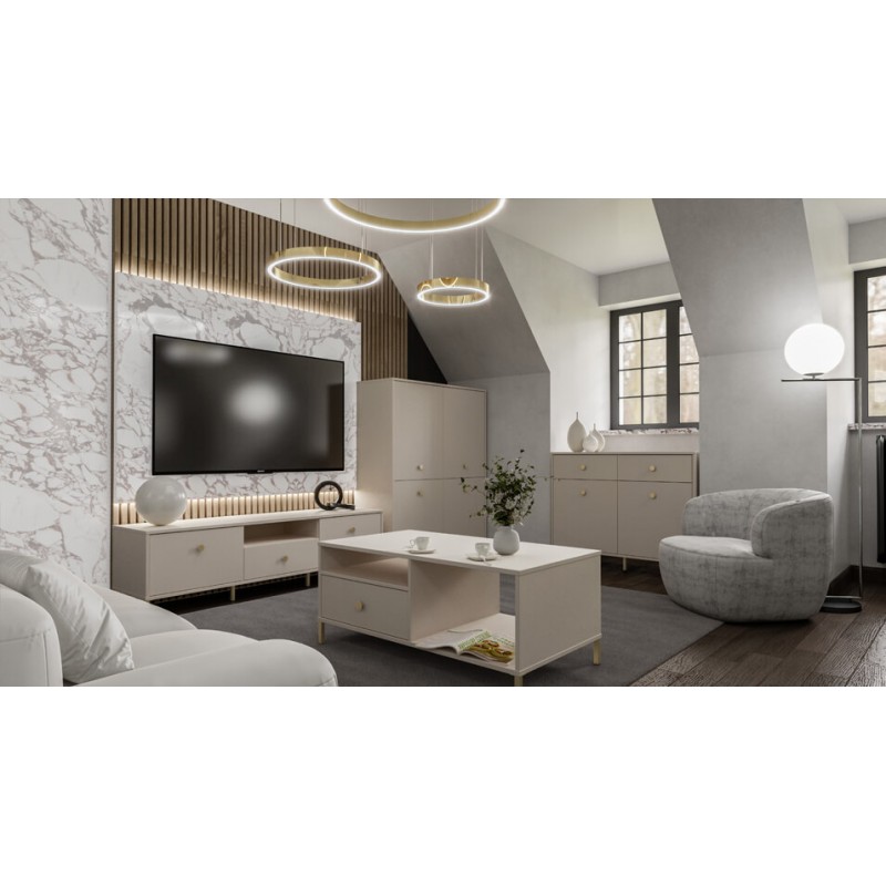 Komoda 168,4cm Salvatrice Meble Forte piaskowy/złote nogi