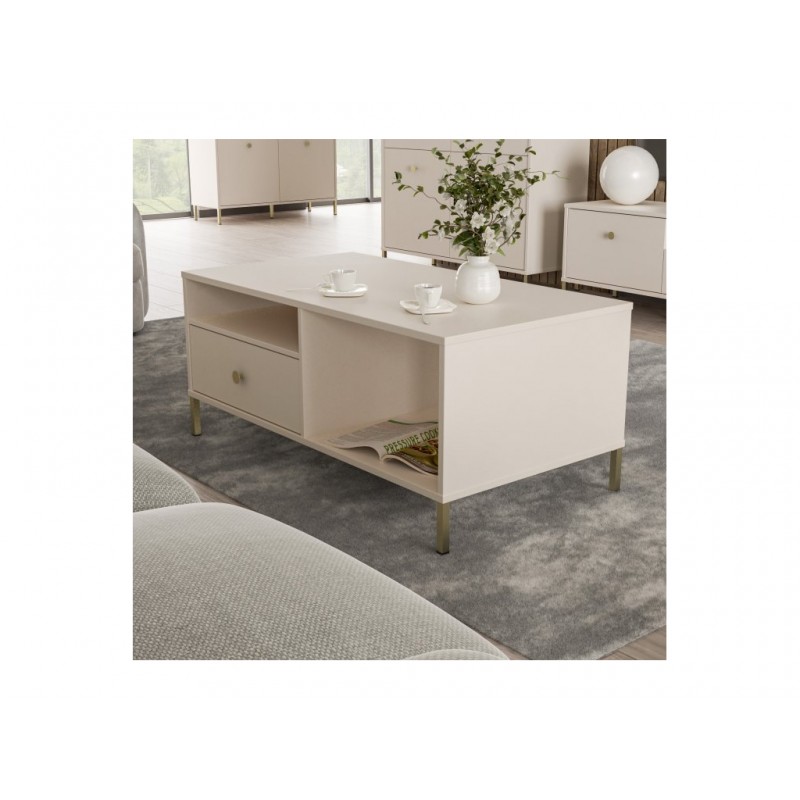 Stolik Salvatrice Meble Forte piaskowy/złote nogi