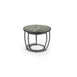 INES zestaw 2 ław, zielony marmur / czarny INES zestaw 2 ław, zielony marmur / czarny