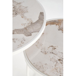 INES zestaw 2 ław, beżowy marmur / biały INES zestaw 2 ław, beżowy marmur / biały