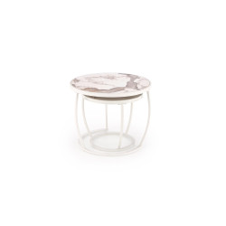 INES zestaw 2 ław, beżowy marmur / biały INES zestaw 2 ław, beżowy marmur / biały