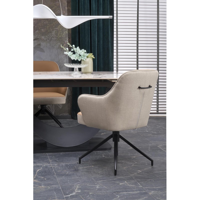 FERNANDO stół rozkładany, blat - biały marmur, nogi - czarny