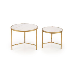 FATIMA zestaw 2 ław, biały marmur / złoty FATIMA zestaw 2 ław, biały marmur / złoty