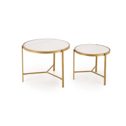 FATIMA zestaw 2 ław, biały marmur / złoty FATIMA zestaw 2 ław, biały marmur / złoty