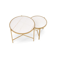 FATIMA zestaw 2 ław, biały marmur / złoty FATIMA zestaw 2 ław, biały marmur / złoty