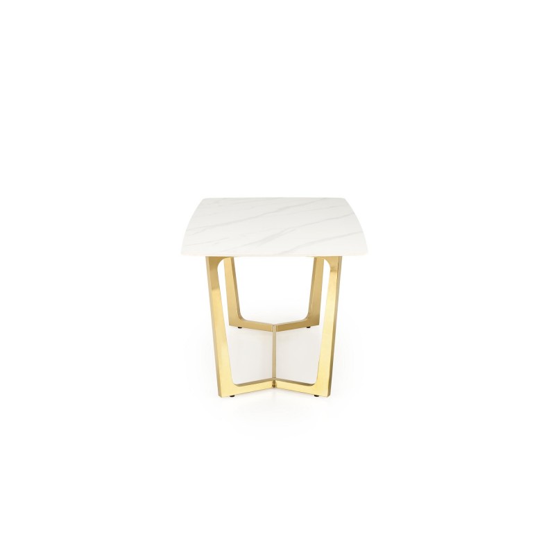 CLEMENTE stół blat - biały marmur, nogi - złoty