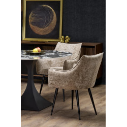 MANUEL stół okrągły,  blat - czarny marmur, noga - czarny