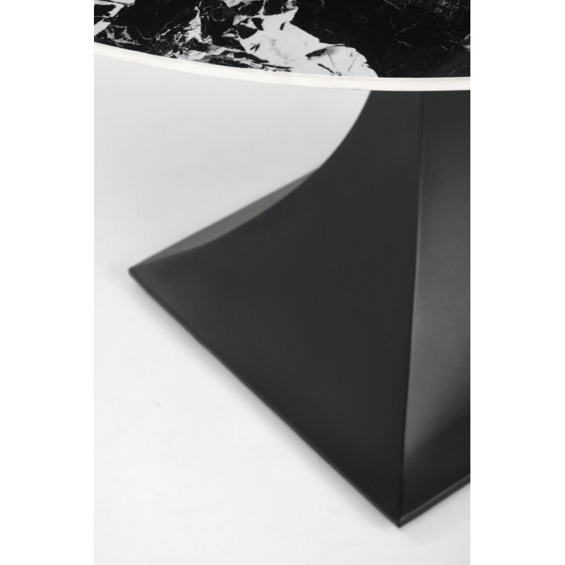 MANUEL stół okrągły,  blat - czarny marmur, noga - czarny