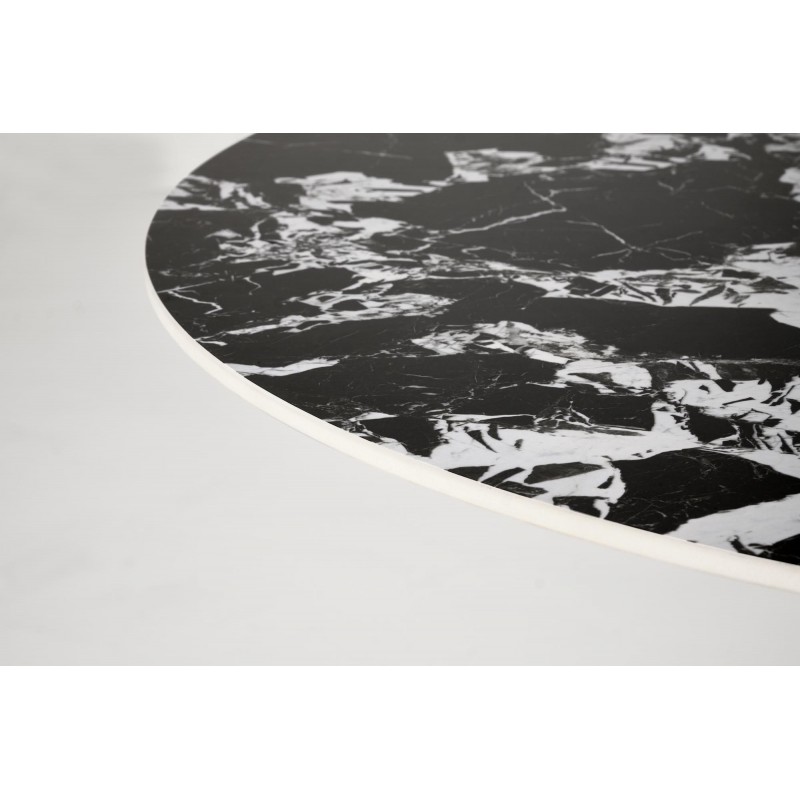 MANUEL stół okrągły,  blat - czarny marmur, noga - czarny