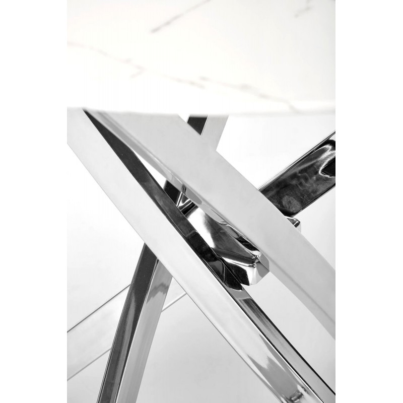 RAYMOND 3 stół, blat - biały marmur, nogi - srebrny