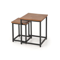 ELZA zestaw 2 ław, orzechowy / czarny ELZA zestaw 2 ław, orzechowy / czarny