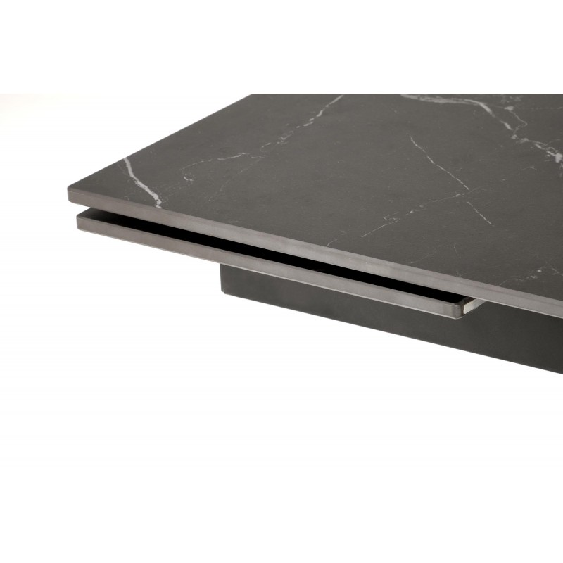 VITORINO stół rozkładany, blat - czarny marmurl, nogi - czarny