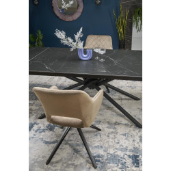 VITORINO stół rozkładany, blat - czarny marmurl, nogi - czarny VITORINO stół rozkładany, blat - czarny marmurl, nogi - czarny