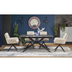 VITORINO stół rozkładany, blat - czarny marmurl, nogi - czarny VITORINO stół rozkładany, blat - czarny marmurl, nogi - czarny