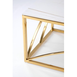 UNIVERSE 3 ława, biały marmur / złoty