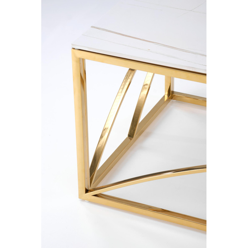 UNIVERSE 3 ława, biały marmur / złoty