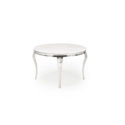 REGINALD stół okrągły blat - biały marmur, nogi - srebrny REGINALD stół okrągły blat - biały marmur, nogi - srebrny