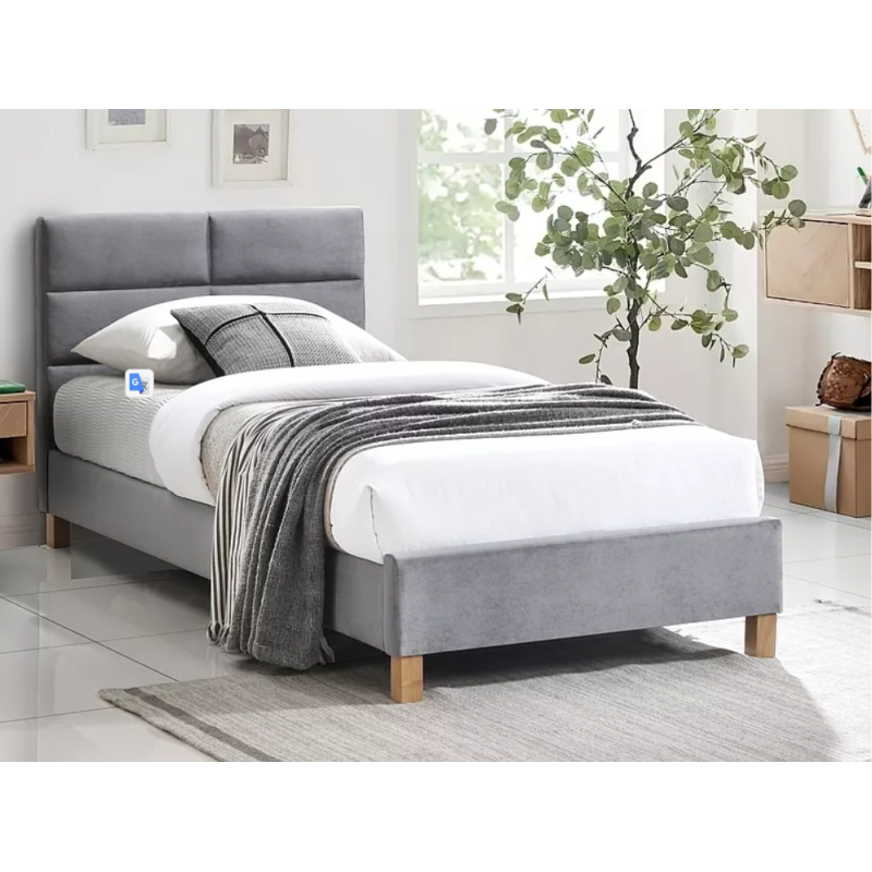 ŁÓŻKO SIERRA VELVET 90x200 KOLOR SZARY/DĄB TAP. 150