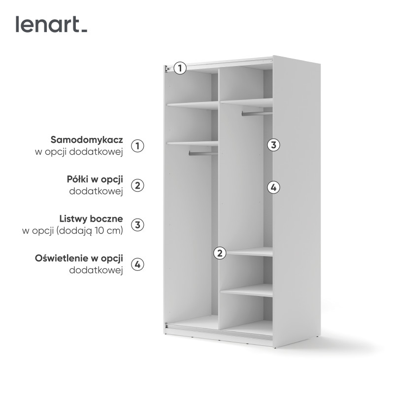 Szafa przesuwna z lustrem Maxi MX-01 Lenart Kolekcja Maxi