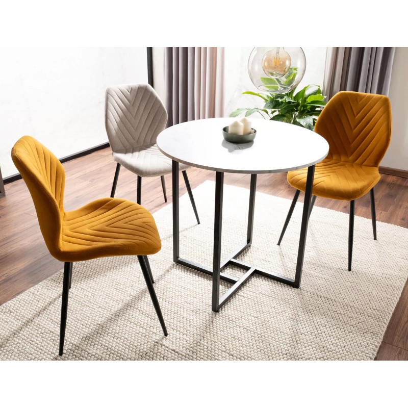 STÓŁ ALTO II BIAŁY EFEKT MARMURU/CZARNY FI80