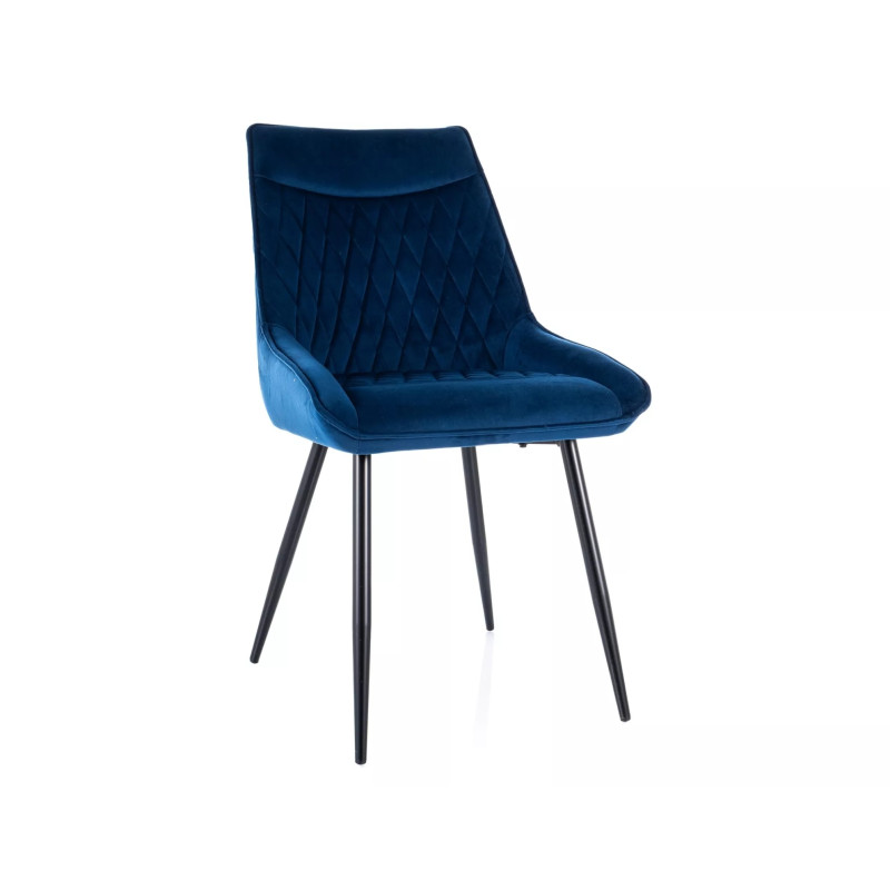 Krzesło tapicerowane Agat Velvet czarny stelaż/granatowy bluvel