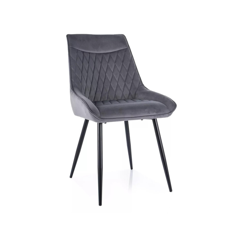 Krzesło tapicerowane Agat Velvet czarny stelaż/szary bluvel 14