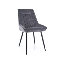 Krzesło tapicerowane Agat Velvet czarny stelaż/szary bluvel 14