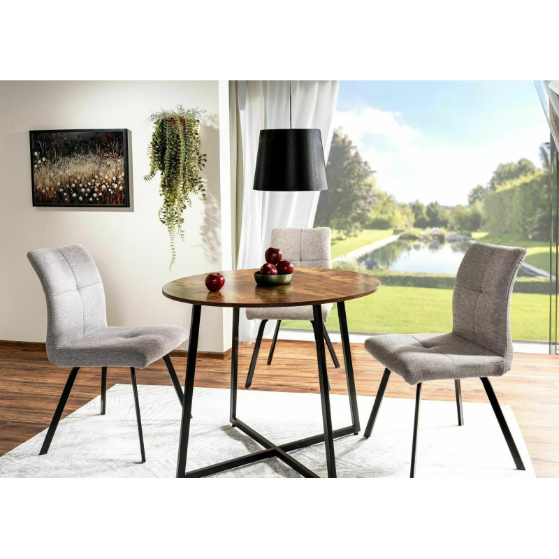 STÓŁ LUNA BRĄZ RUSTYKALNY/CZARNY FI90